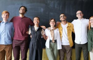Diverse group of smiling individuals