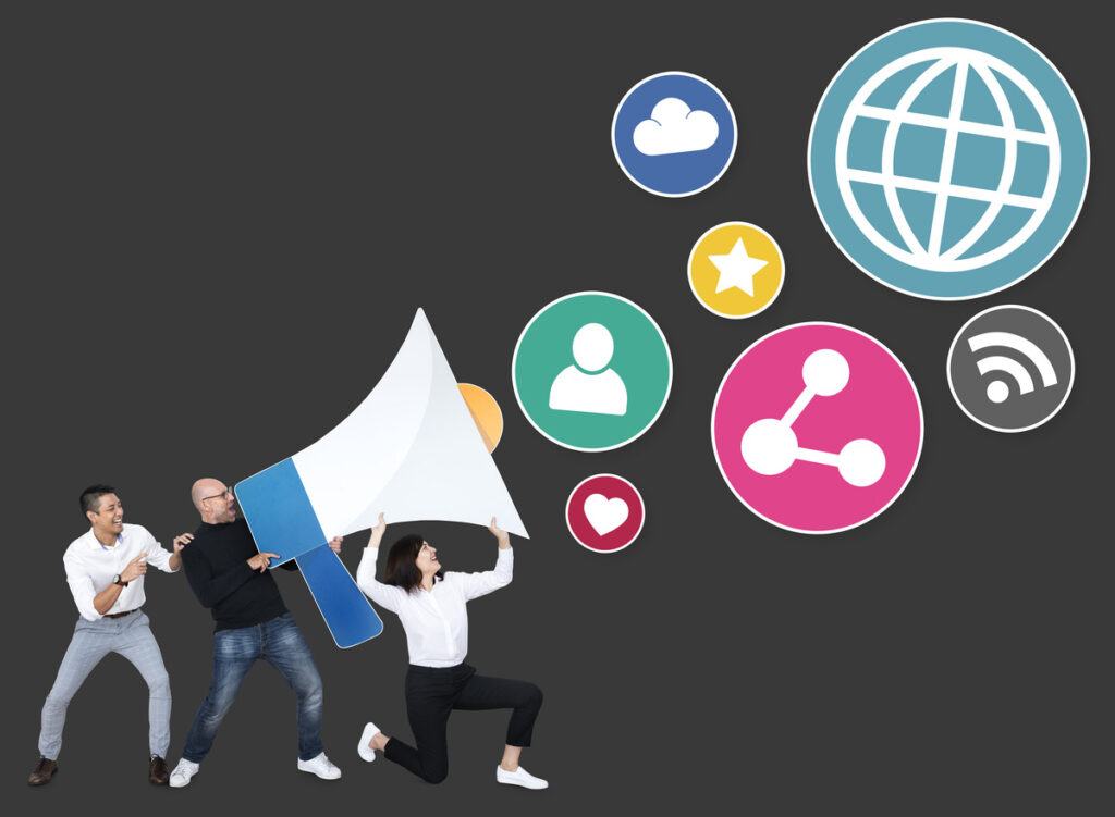 People using a megaphone illustration